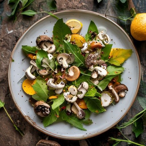 Insalata di foglie con funghi misti