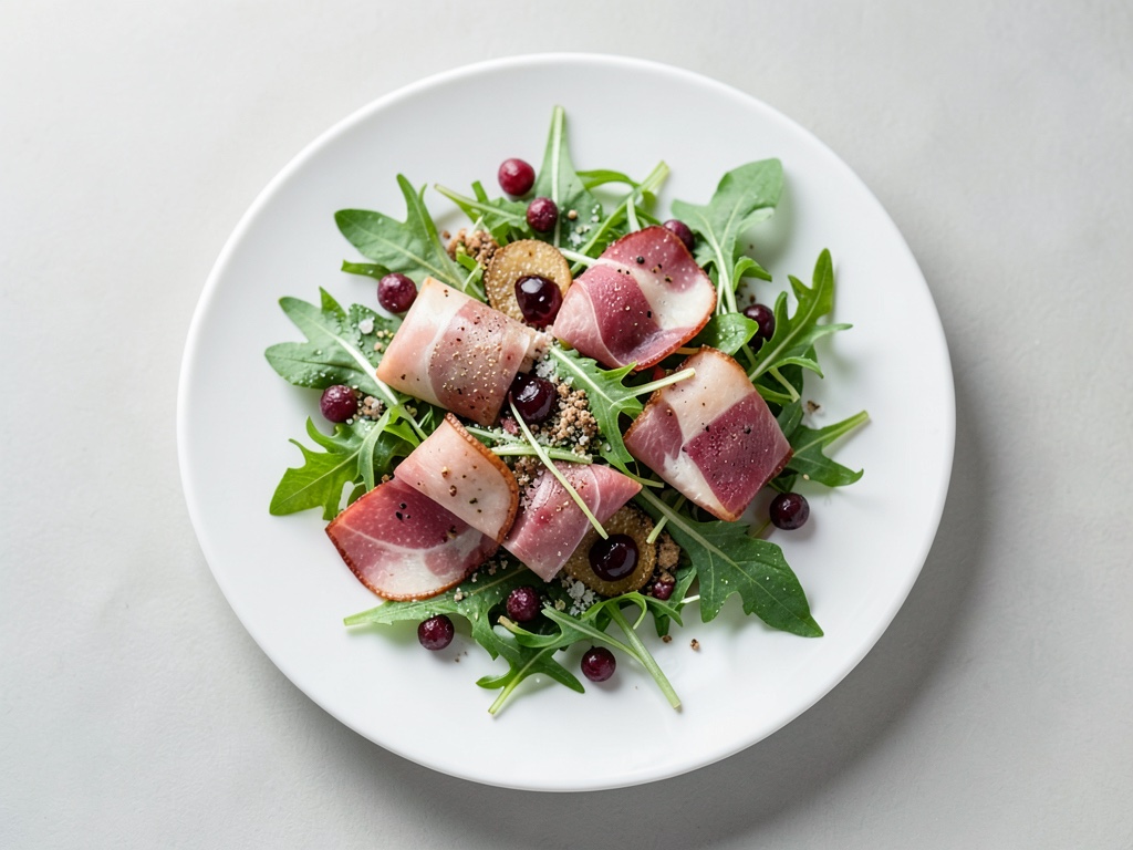 Insalata di foglie con prosciutto e tartufo