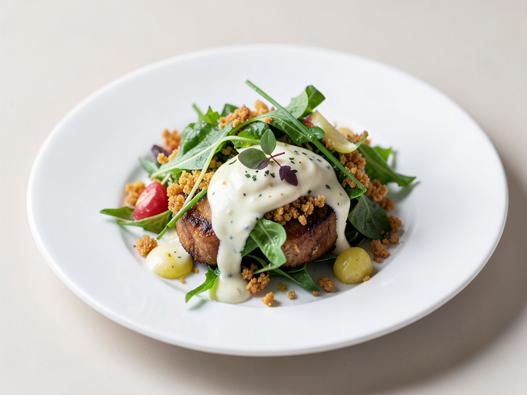 Knackiger Blattsalat mit frischem Zitronen-Dip