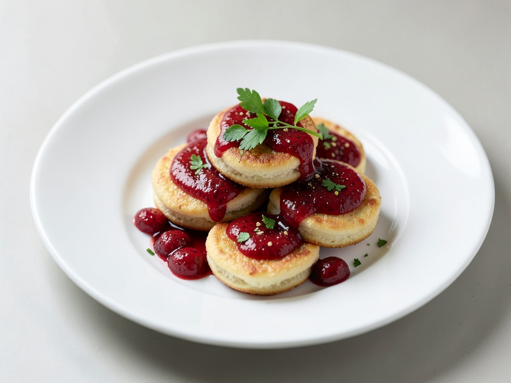 Blinis soffici con salsa ai lamponi