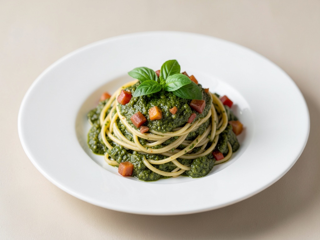 Spaghetti veloci al pesto fresco al basilico
