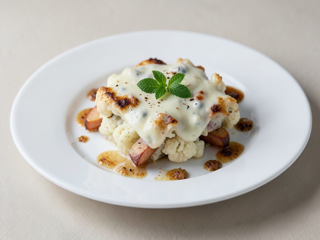 Gratin cremoso di cavolfiore e mela con Fontina