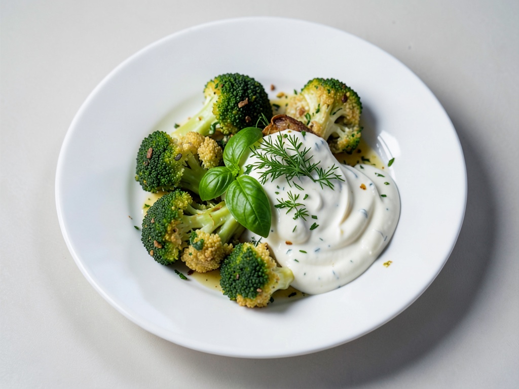 Broccoli con uovo e salsa allo yogurt