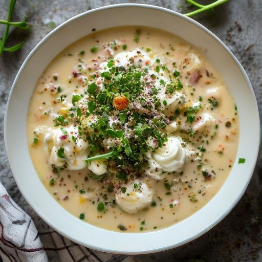 Zuppa cremosa di cavolfiore con cipollotti