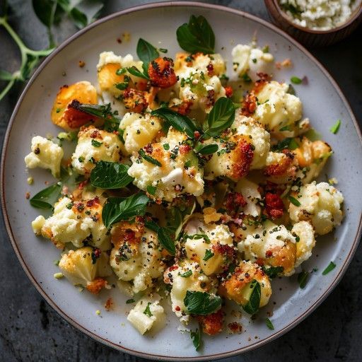 Cavolfiore tostato con pinoli croccanti e formaggio