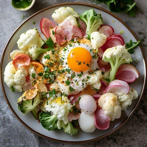 Insalata di cavolfiore, uovo e prosciutto