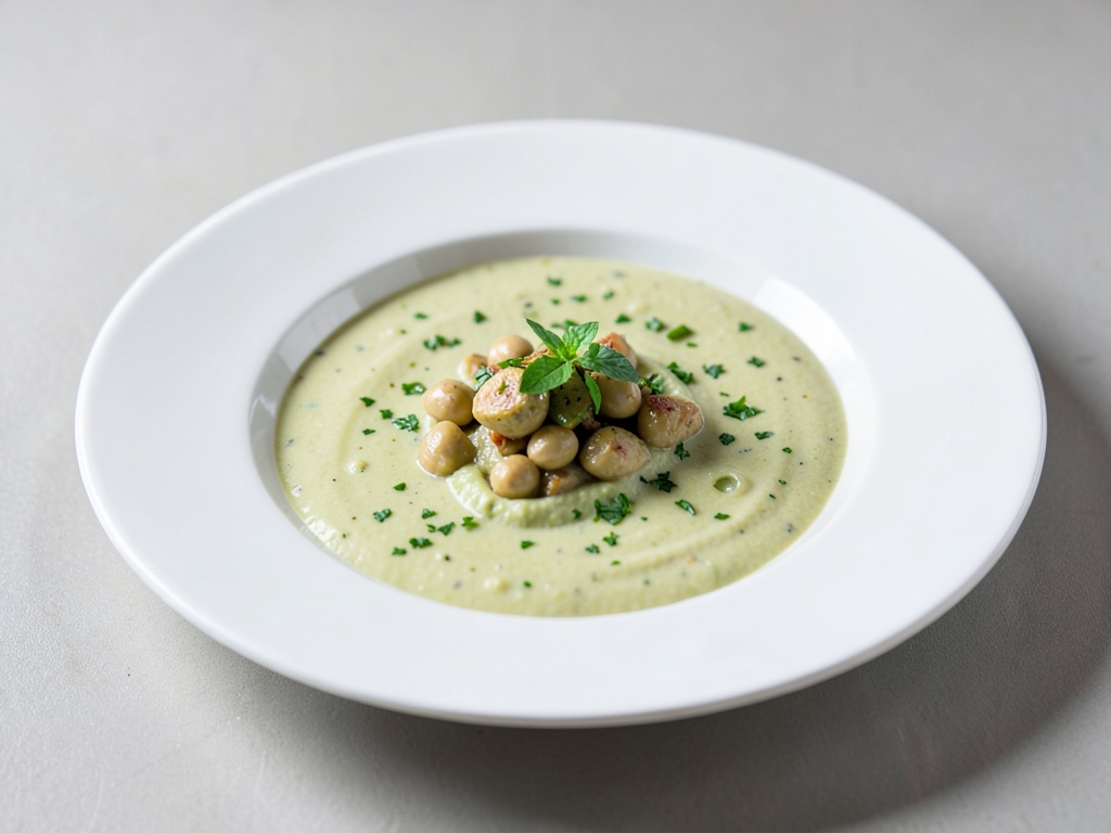 Sopa cremosa de frijoles y aguacate