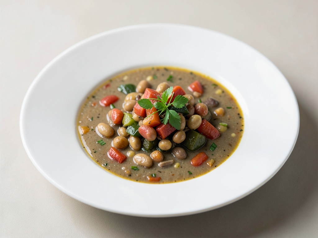Sopa de verduras y frijores sabrosa
