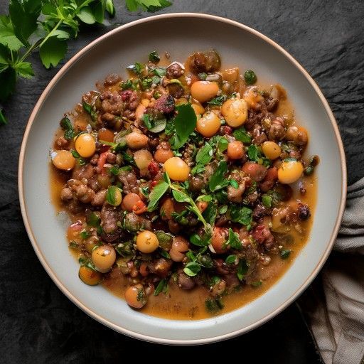 Stufato di carne macinata e fagioli con nota fresca di erbe