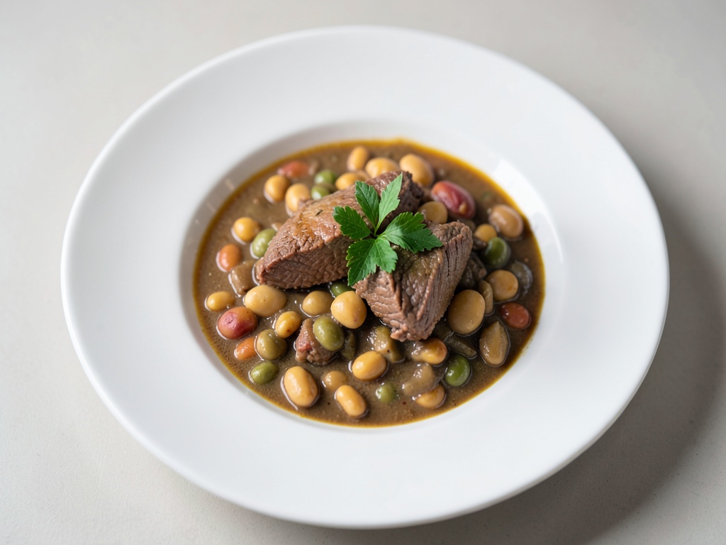 Stufato saporito di manzo e fagioli