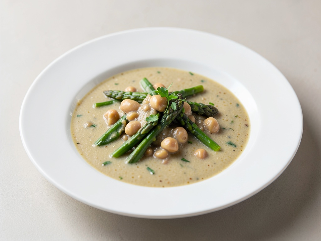 Zuppa cremosa di fagioli e asparagi
