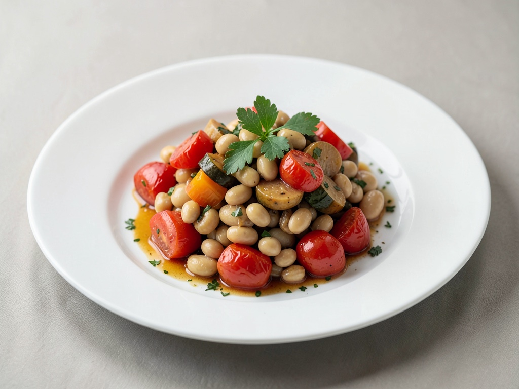 Verdure di fagioli e pomodori