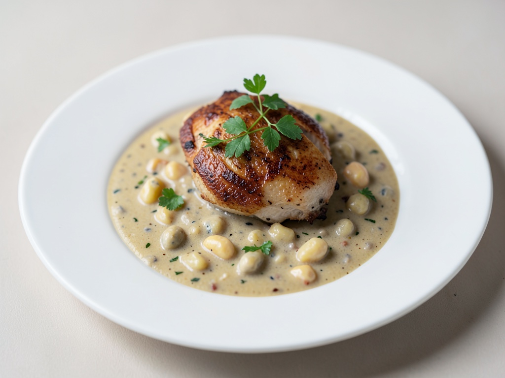 Crema di fagioli con anatra croccante