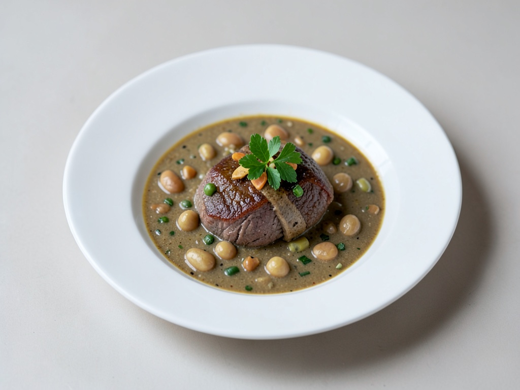 Stufato di fagioli con filetto di manzo