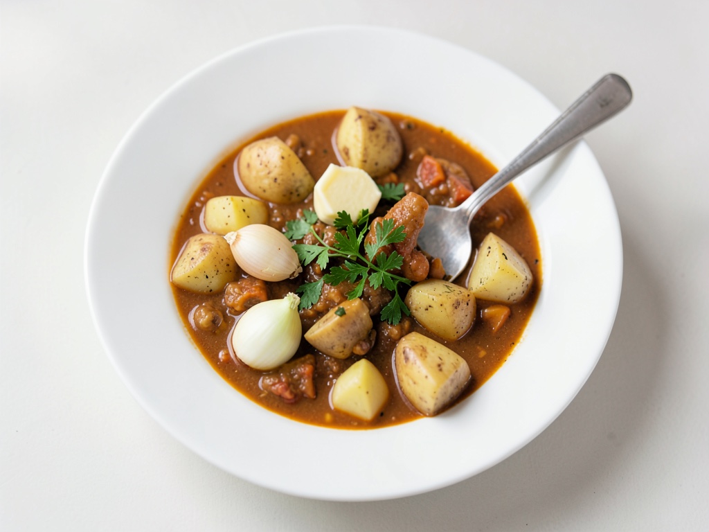 Zuppa salata di patate e fagioli
