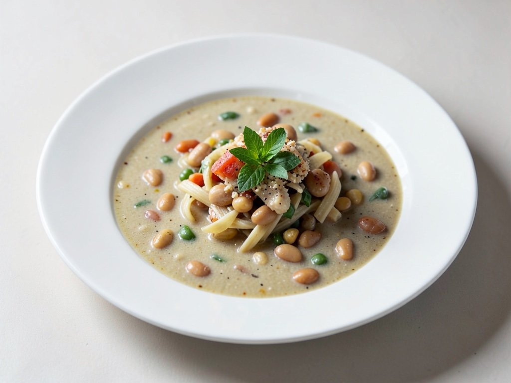 Cremige Bohnen-Nudel-Suppe
