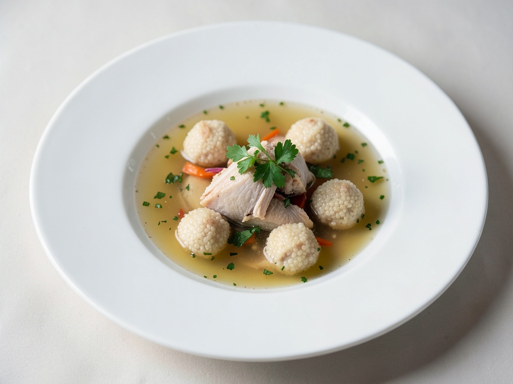 Brodo di pollo con piccoli gnocchetti di semola