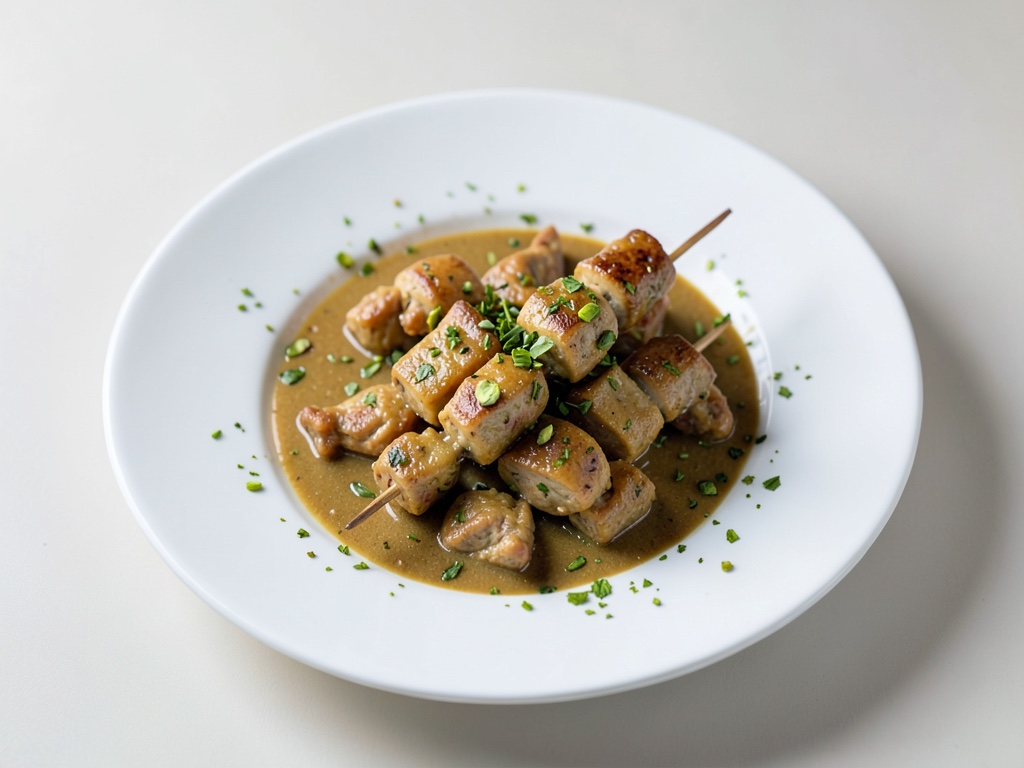 Brazilian Mango Chicken Stew with Pistachio Skewers