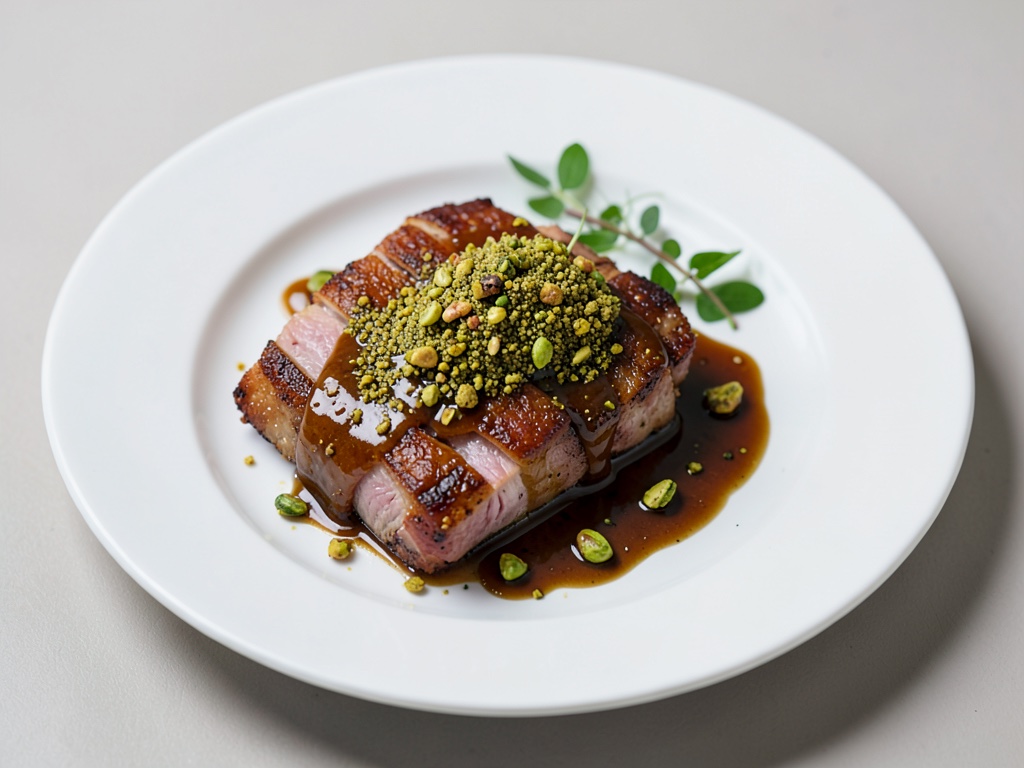 Prosciutto croccante con glassa ai pistacchi
