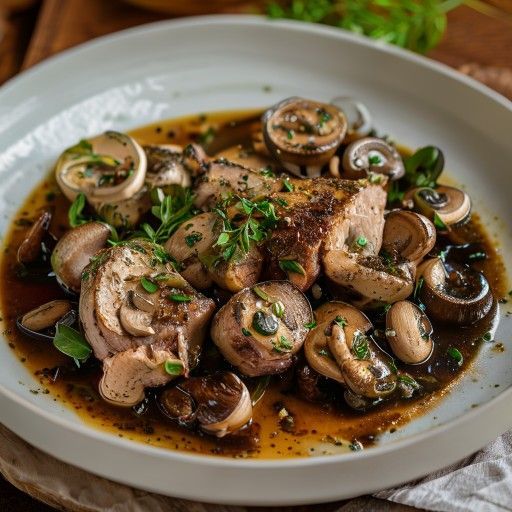 Tenero arrosto di coscia di agnello con funghi in salsa al balsamico