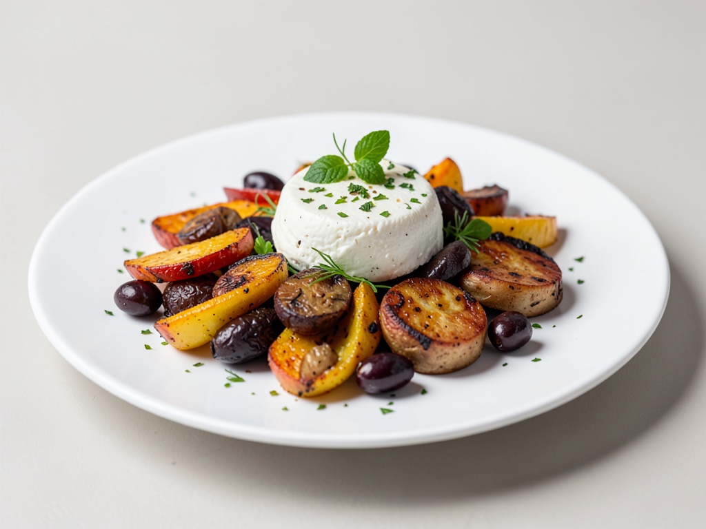Verdure al forno con formaggio di pecora e olive