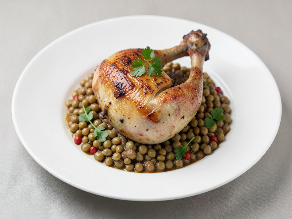 Pollo arrosto con lenticchie