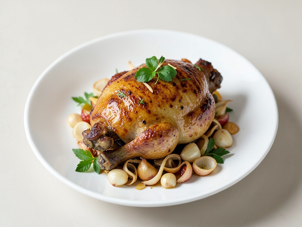 Poulet croustillant aux échalotes au four