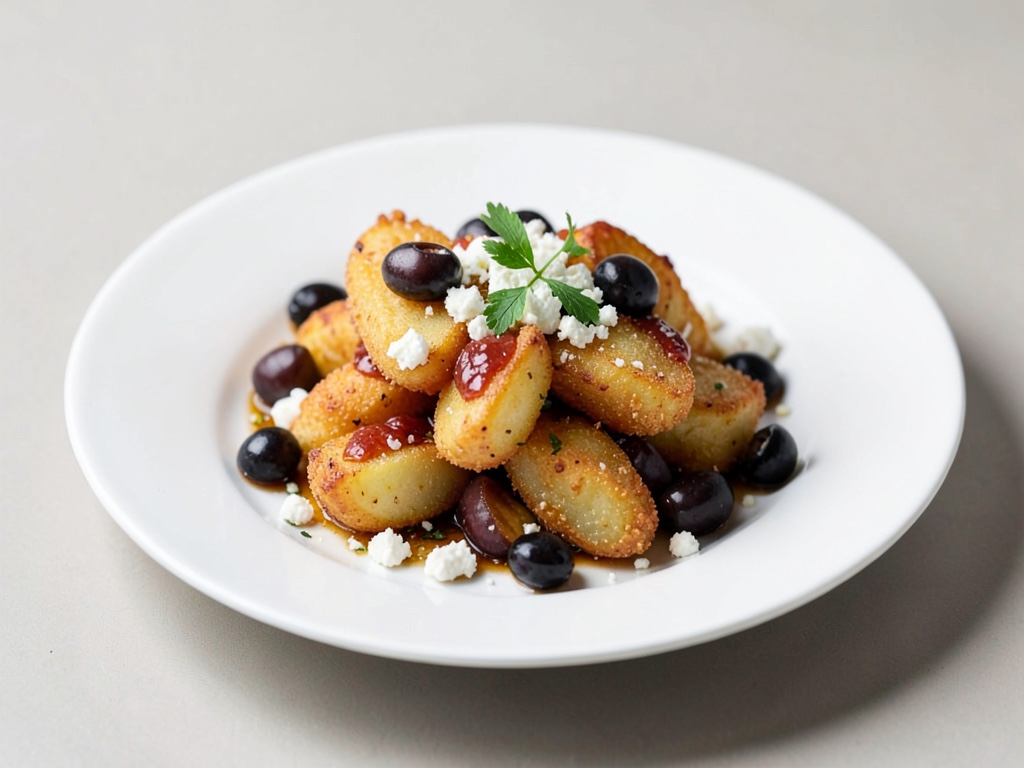 Patate fritte croccanti con olive e feta