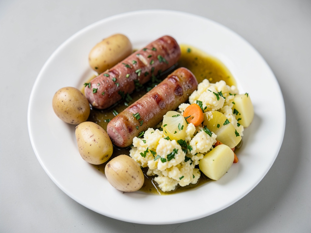 Gebratene Brühwürstchen mit warmem Kartoffelsalat