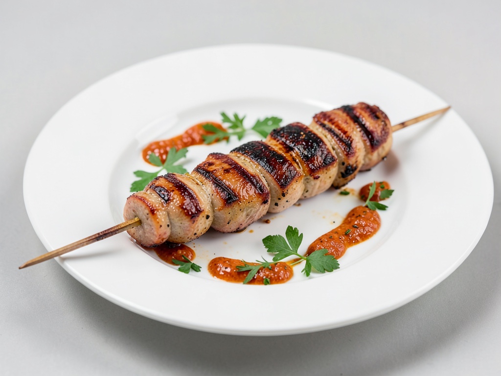 Brochetas de salchicha de pollo a la parrilla