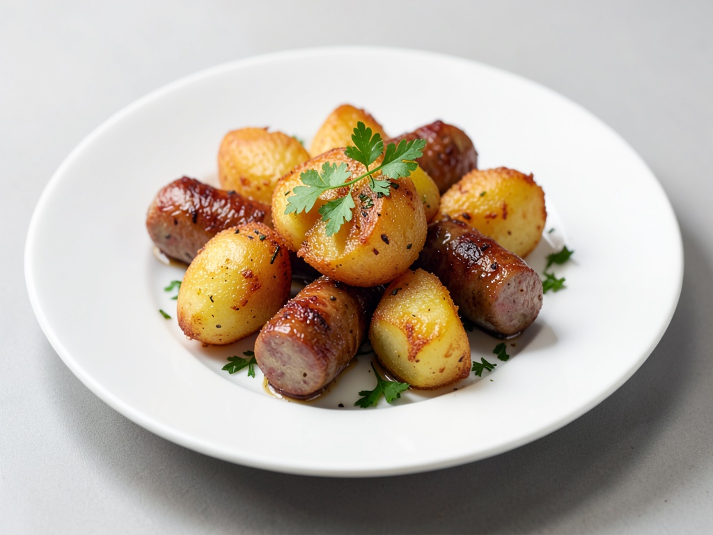 Patate croccanti con salsicce da frittura