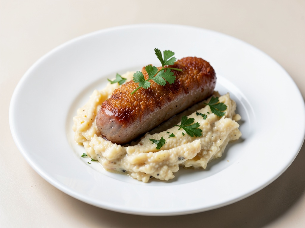 Salsicce con purè cremoso di patate e cipolle