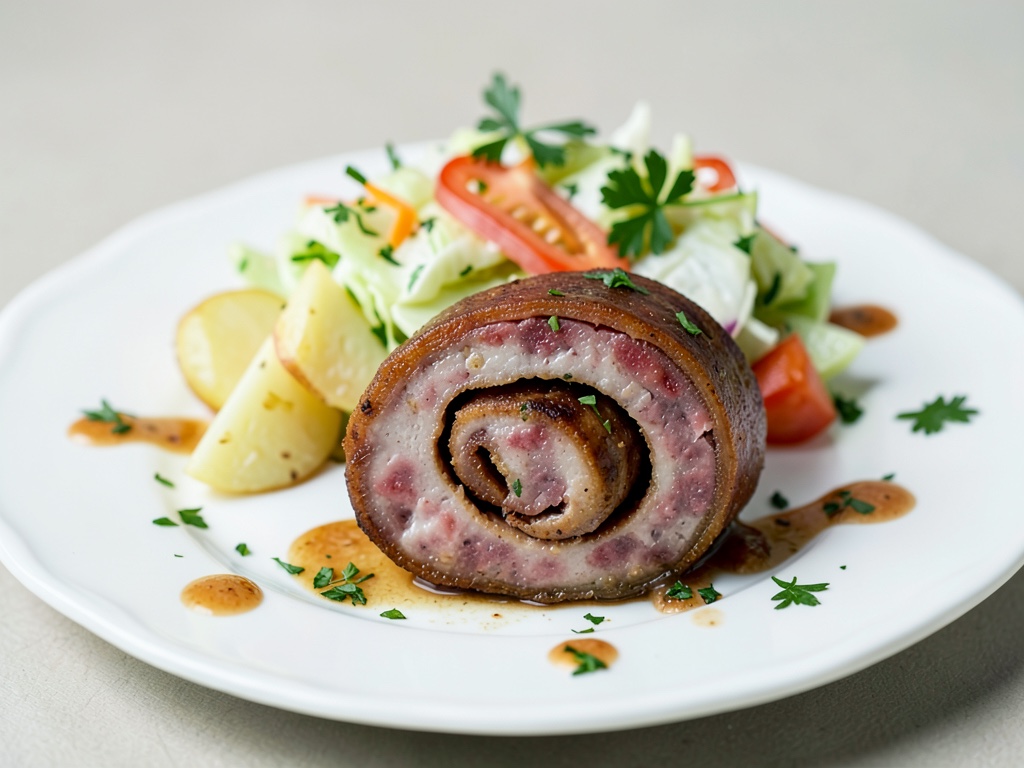 Spirale di salsiccia con insalata di patate