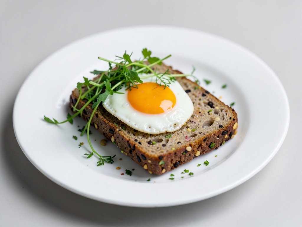 Pane croccante ai semi con uovo al tegamino e crescetta