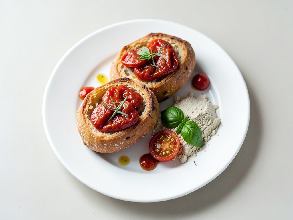 Panini croccanti con pomodori e basilico