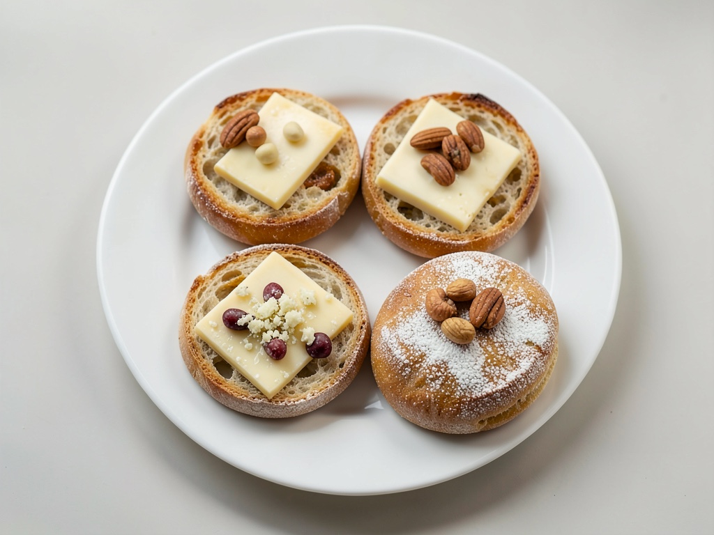 Knusprige Brötchen mit Käse, Nüssen und Kirschen