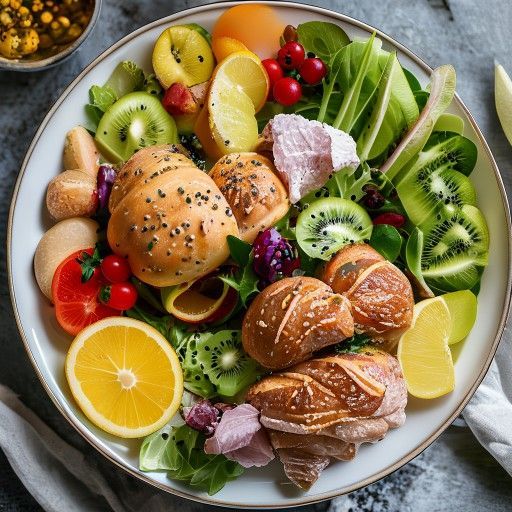 Panini con tacchino, insalata e frutta