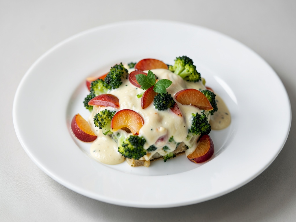 Gratin cremoso di broccoli con albicocche