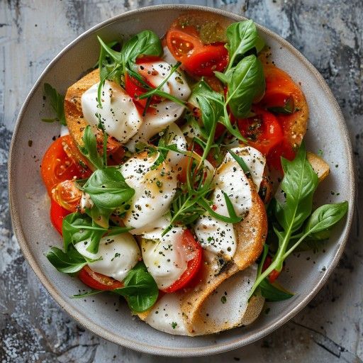 Insalata di pane con pomodori e rucola