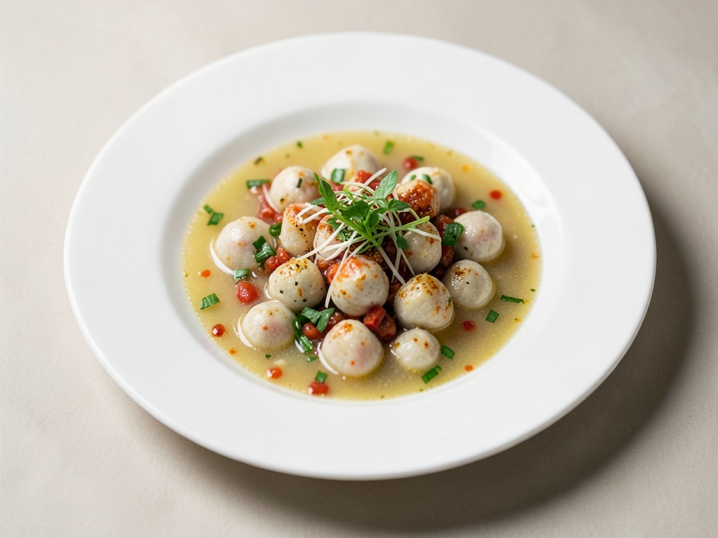 Zuppa chiara di polpette di pesce