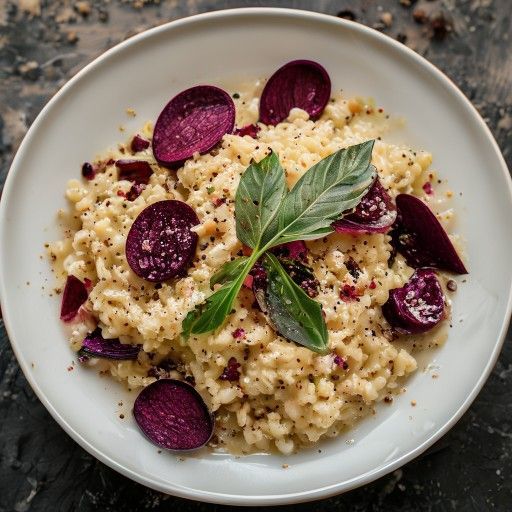 Risotto cremoso di grano saraceno con barbabietola rossa