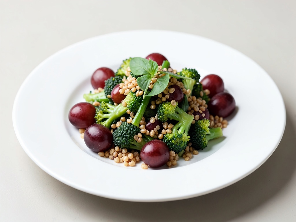 Insalata di grano saraceno e broccoli con uva