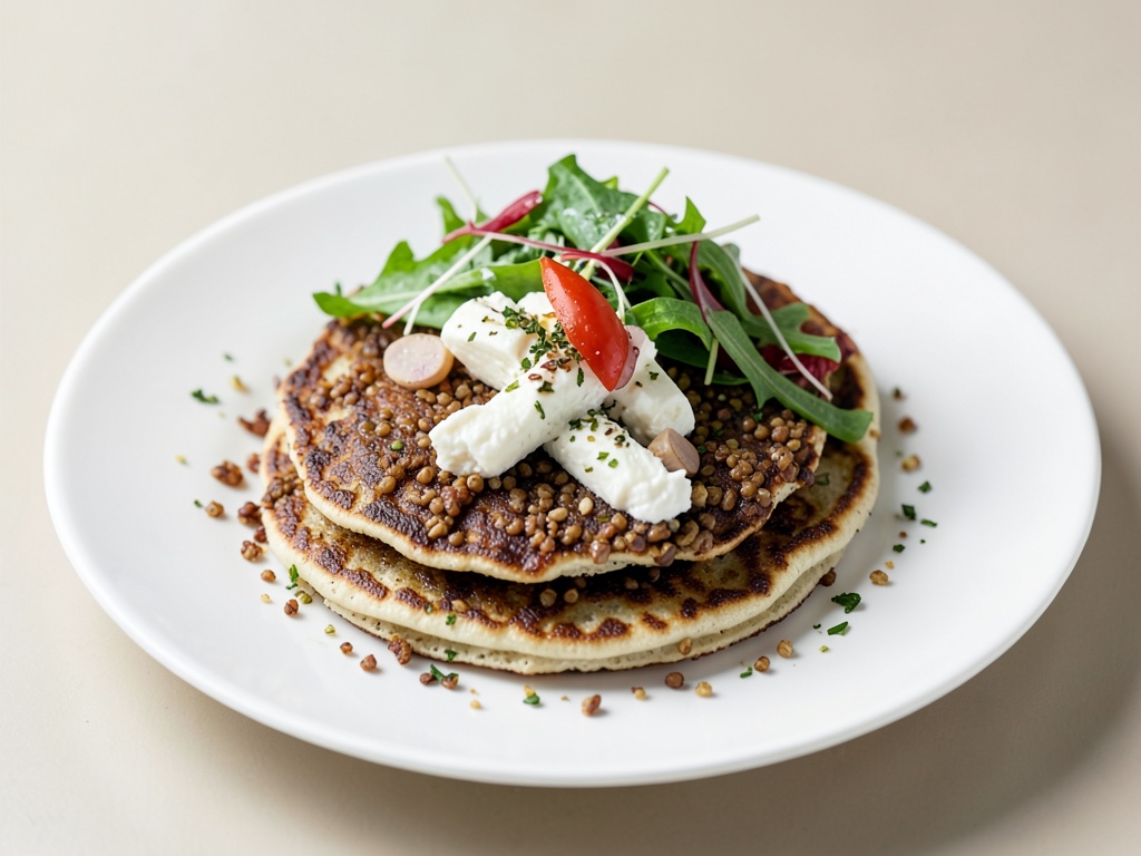 Saporiti crêpes di grano saraceno con formaggio di capra e insalata croccante