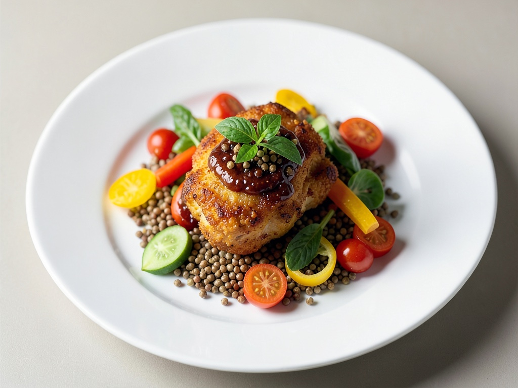 Polenta croccante con grano saraceno e verdure colorate