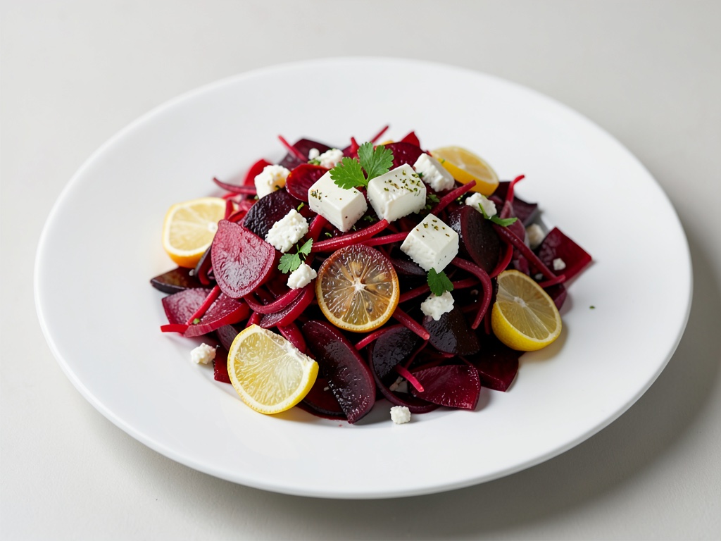 Insalata colorata di barbabietola con agrumi e formaggio di capra