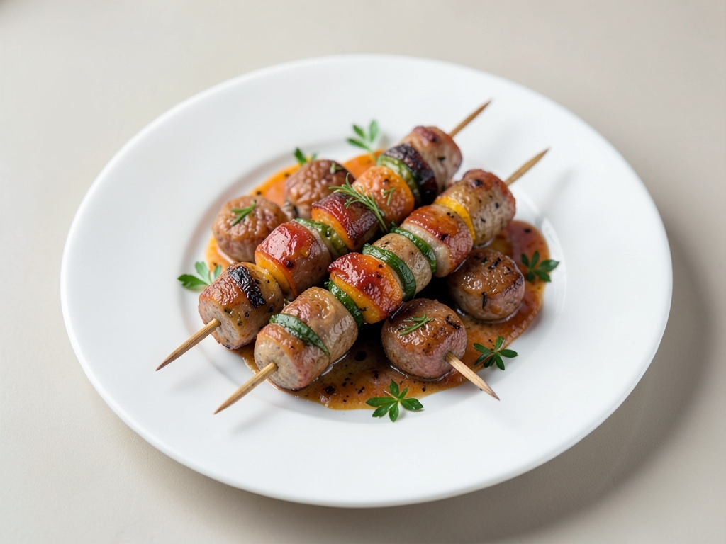Bunte Bratwurst-Spieße