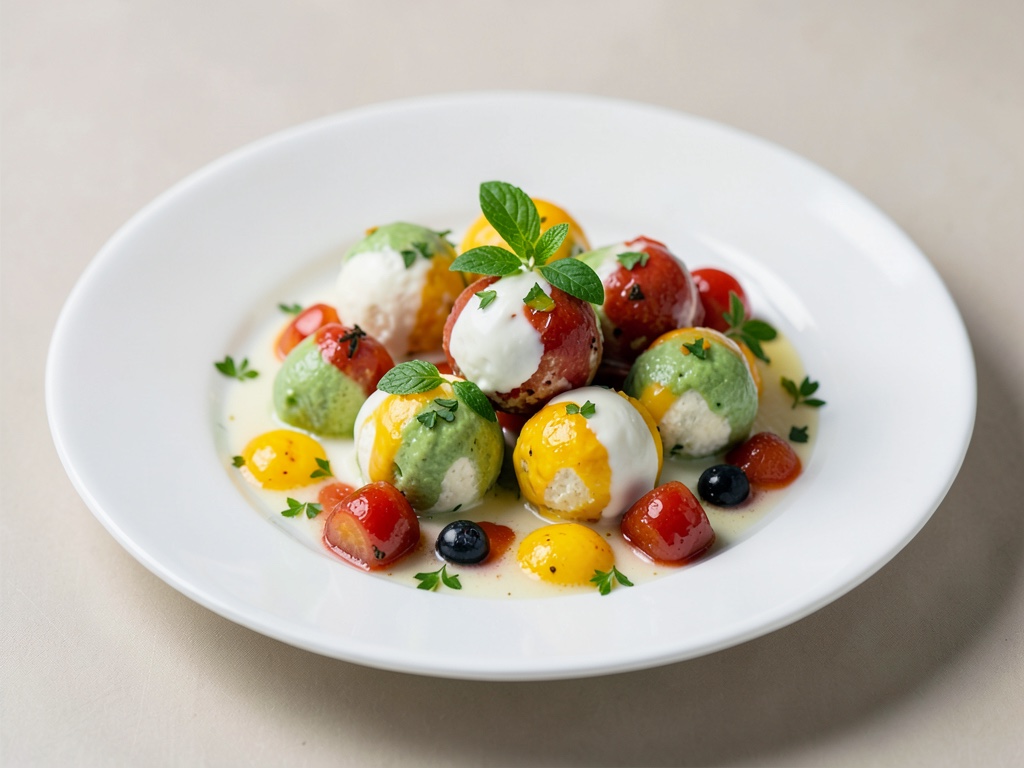 Bolitas de queso fresco coloridas