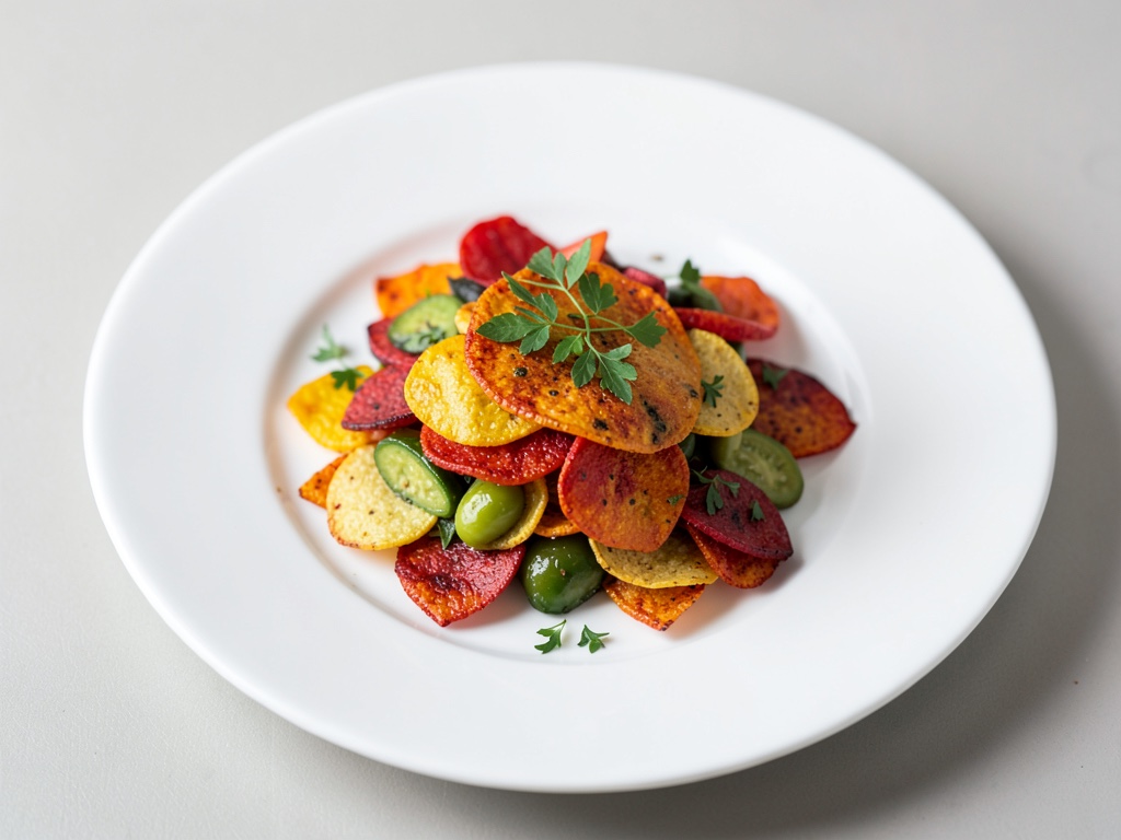 Chips de verduras coloridas y crujientes