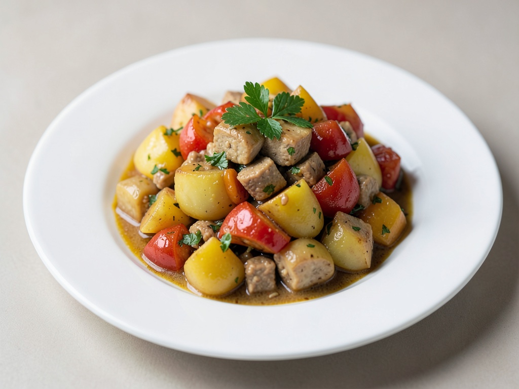 Stufato colorato di patate e tofu
