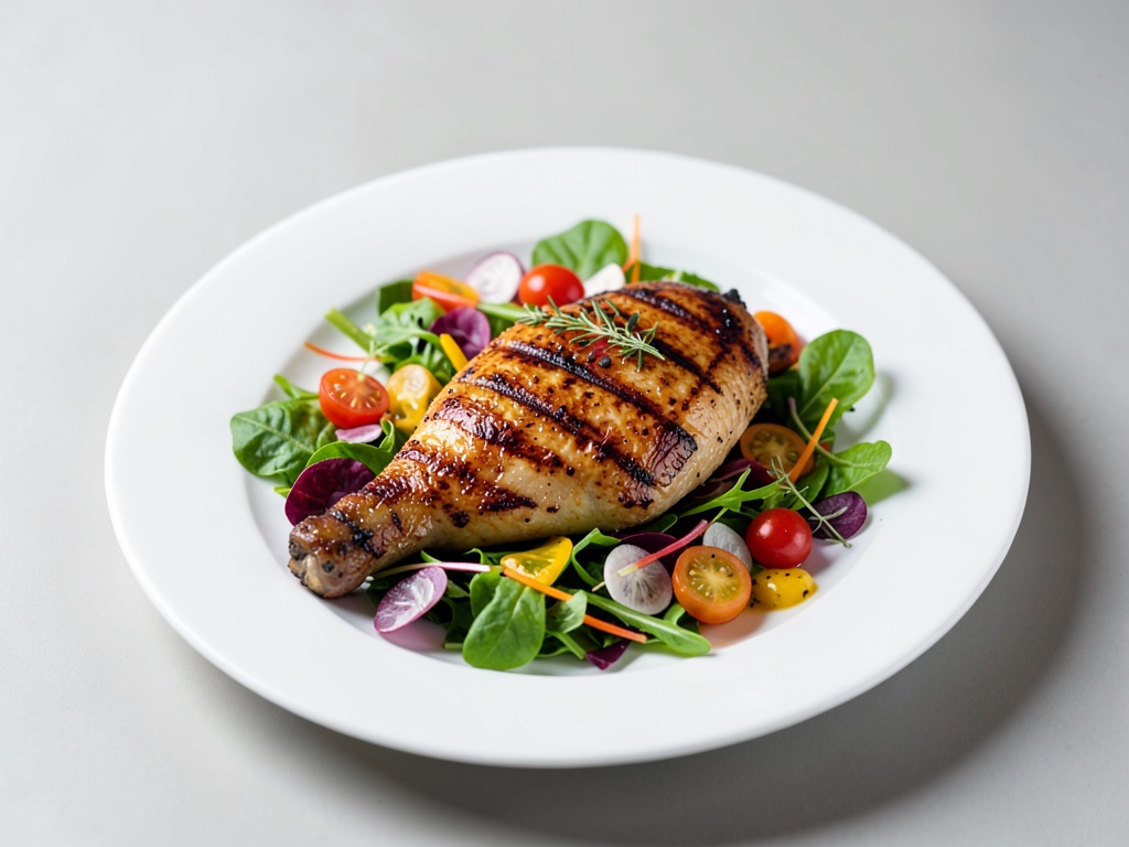 Pollo alla griglia su insalata mista